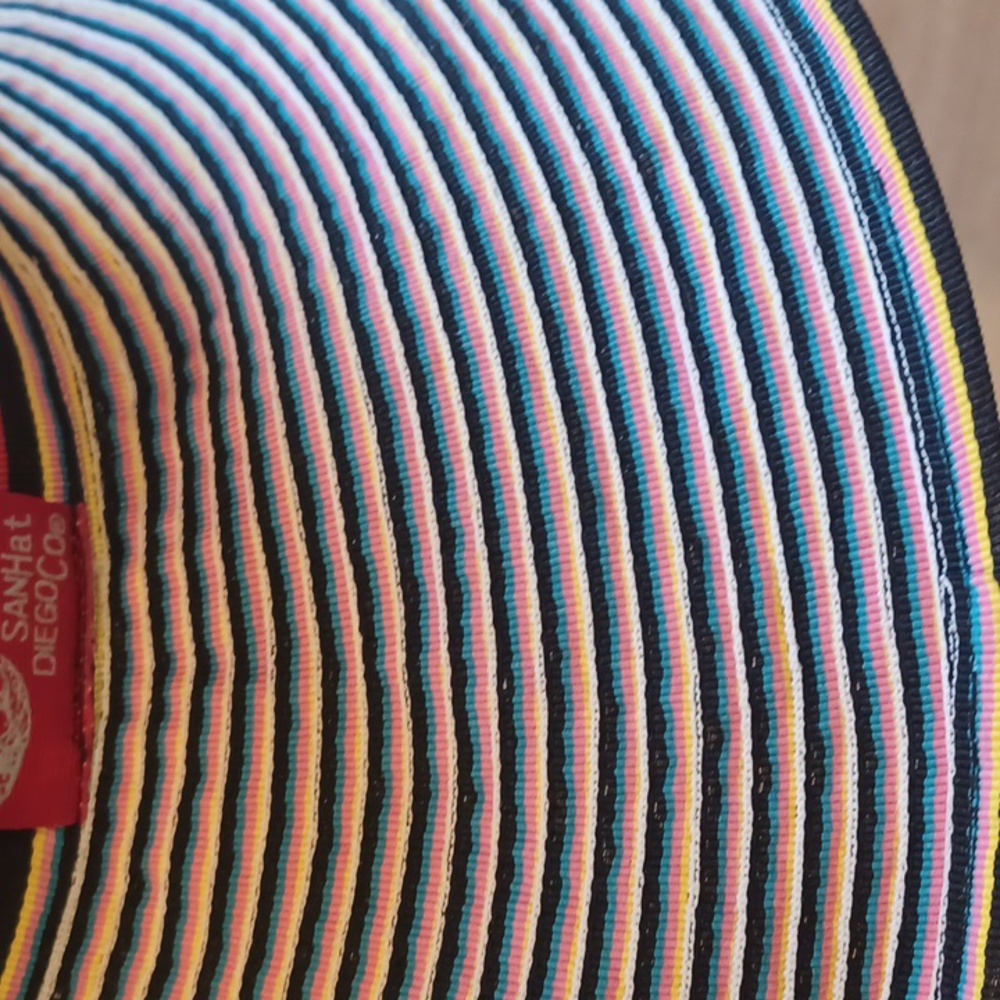 San Diego Hat Company Stylish Multi-Colored Striped Wide Brim Sun Hat - Picture 4 of 5